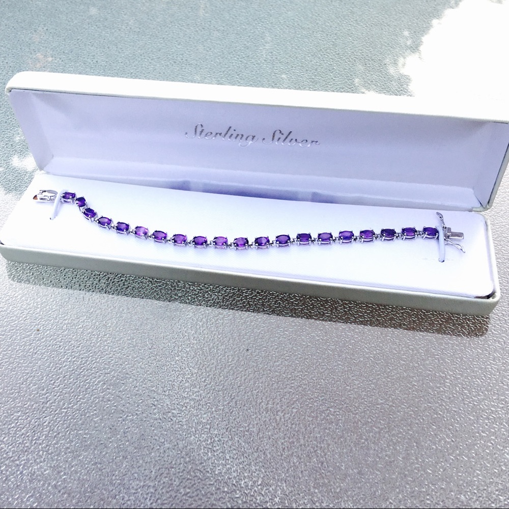 Genuine Amethyst Silver Bracelet💎make an offer!