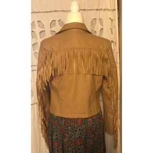 Vegan leather fringe moto jacket