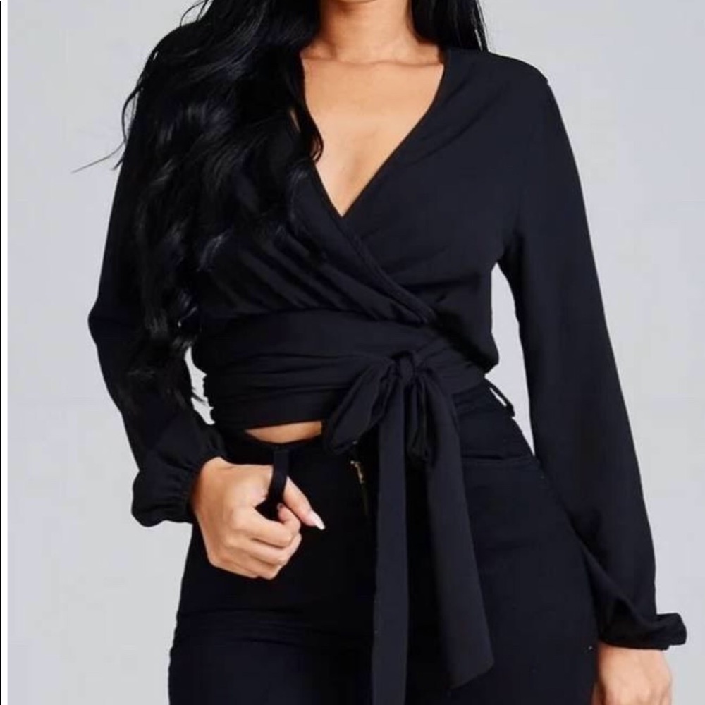 Long sleeve koshibio wrap shirt