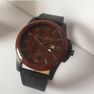 Original Grain Rosewood and Leather Watch