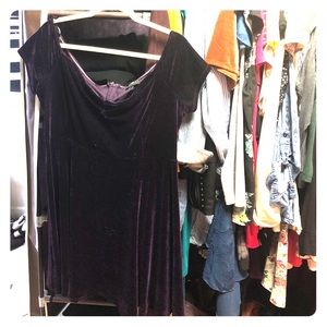 Plum Velvet off shoulder mini dress