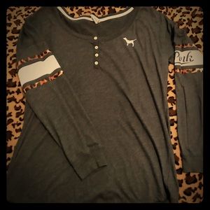 EUC Pink Dark Gray w/ leopard print stripes tunic