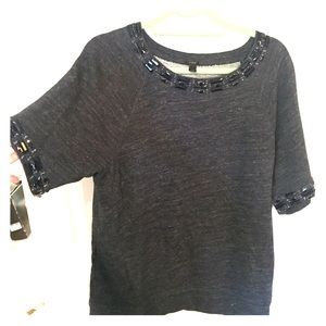 JCREW short sleeve embellished sweatshirt LARGE