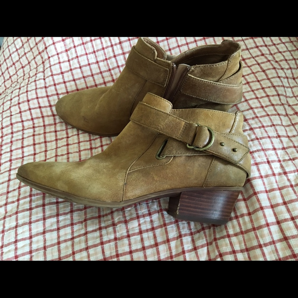 Wheat colored leather booties