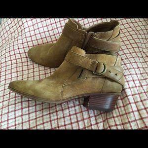 Wheat colored leather booties