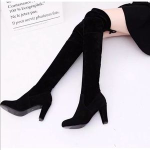 Suede Black Thigh High Boots