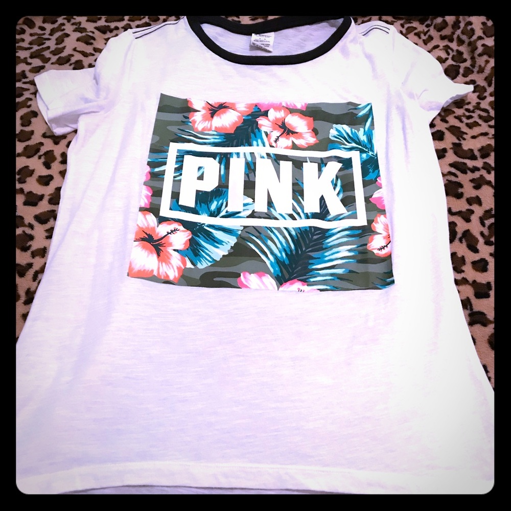 EUC Pink long t-shirt with flower print