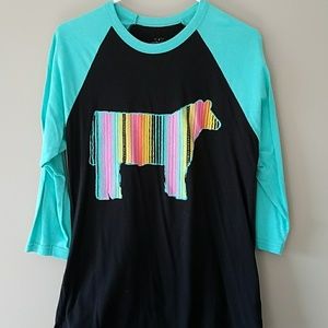 Crazy Train teal steer shirt