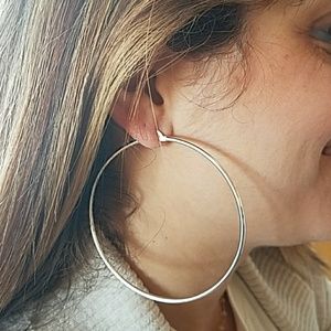 2mm Silver large 3 inches plain hoop earrings