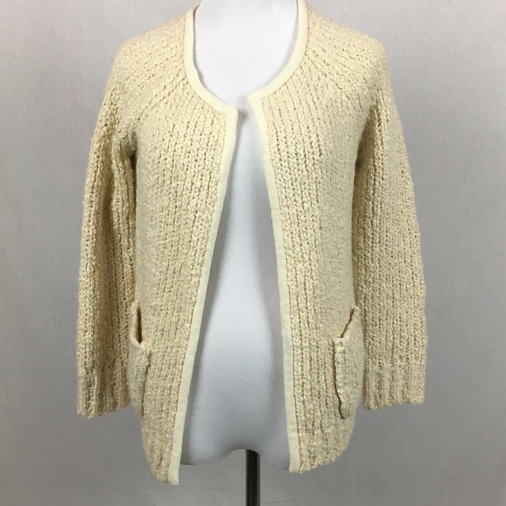 LOFT Chunky knit wool blend open front cardigan - Picture 1 of 6