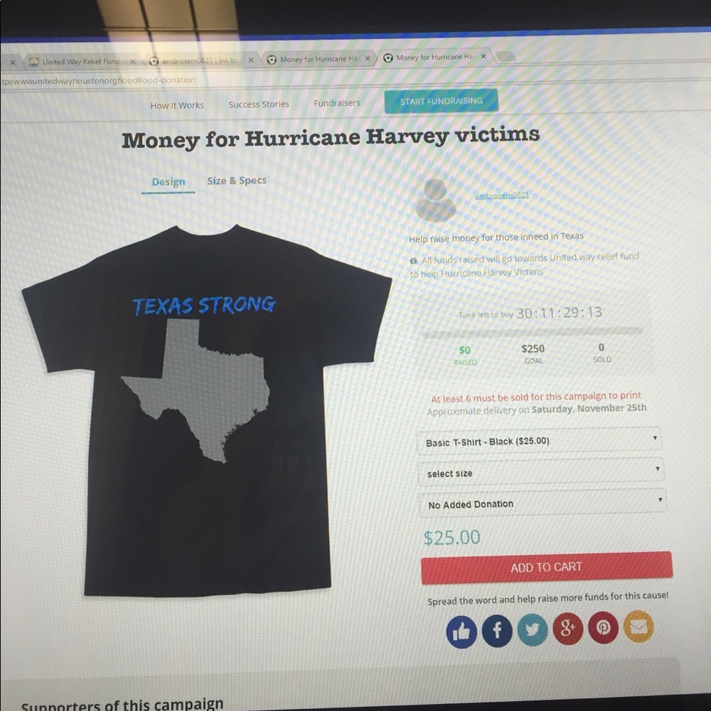 Hurricane Harvey shirts