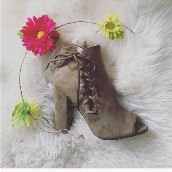 💧LAST/1💧SideCorset Lace-Up Chunky Heeled PeepToe - Picture 5 of 5