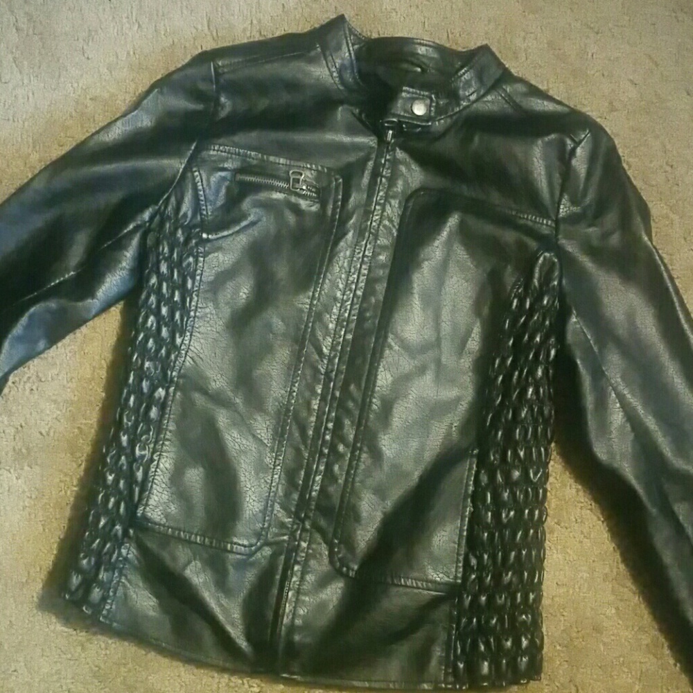 "Black Vegan Leather Jacket"