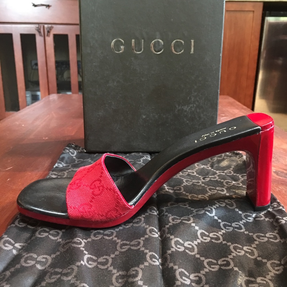 Gucci Strappy Block Slides Red Rudy 8B GUC