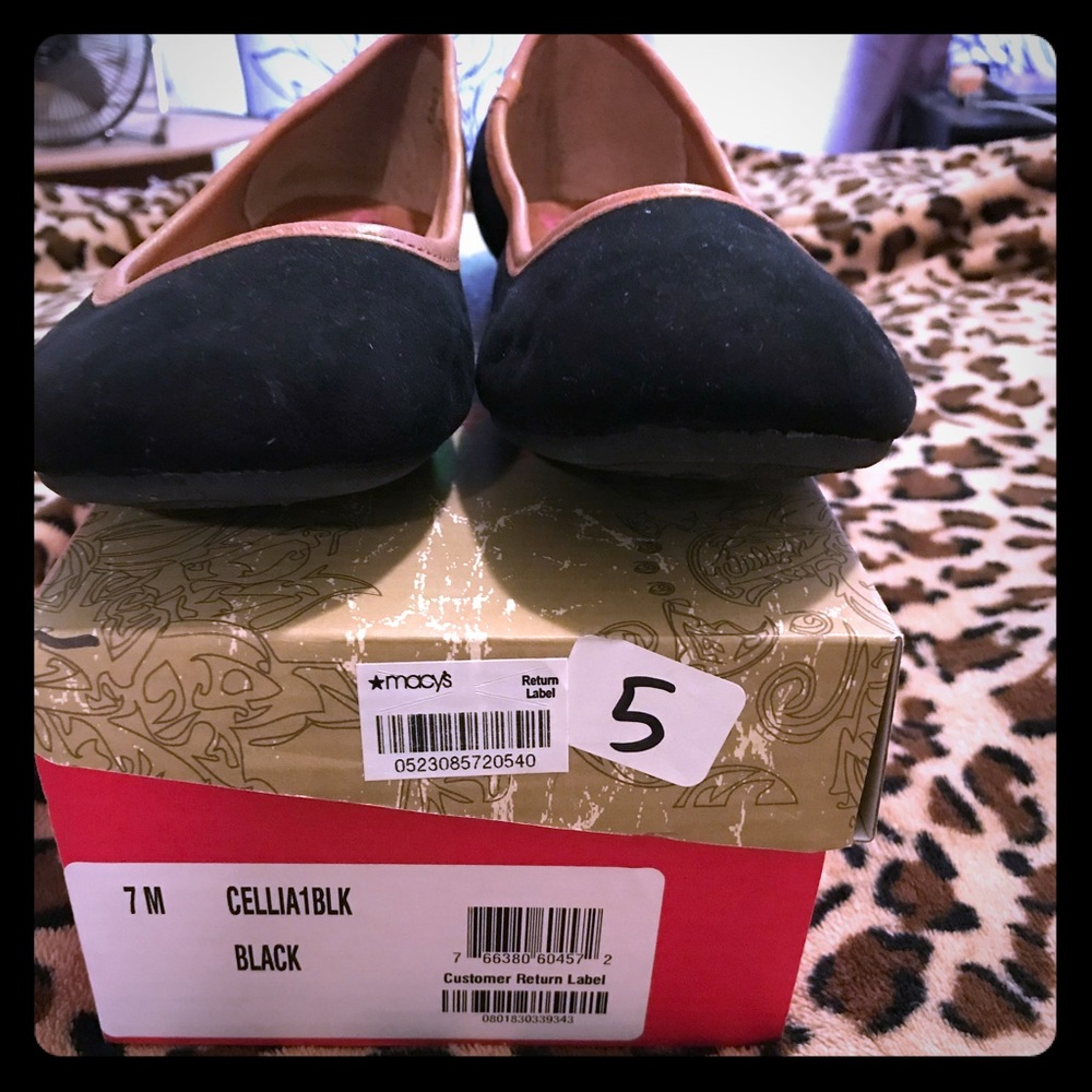 American Rag suede black with brown trim flats