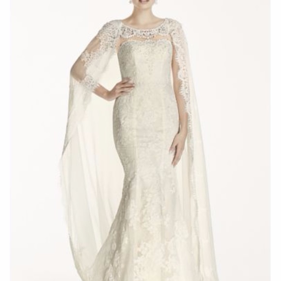 Oleg Cassini Cape Wedding Dress David's Bridal