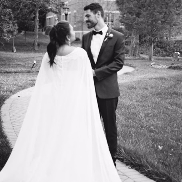 Oleg Cassini Cape Wedding Dress David's Bridal