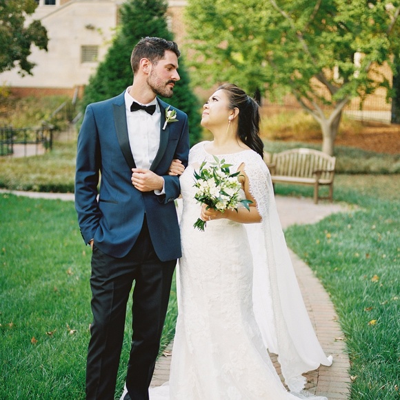 Oleg Cassini Cape Wedding Dress David's Bridal