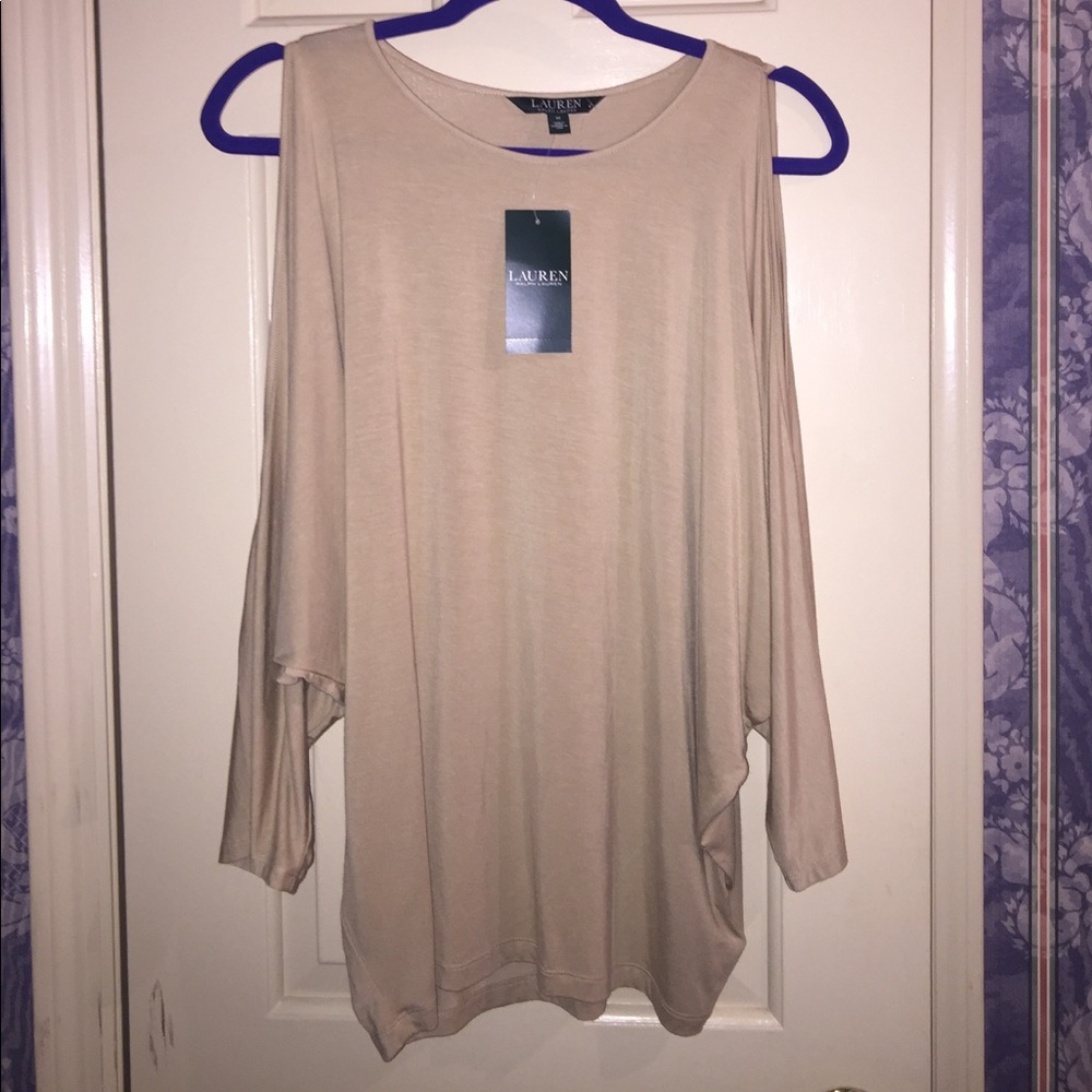 Ralph Lauren NWT beige open shoulder blouse