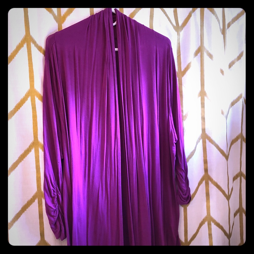 Purple draped cardigan from Lane Bryant