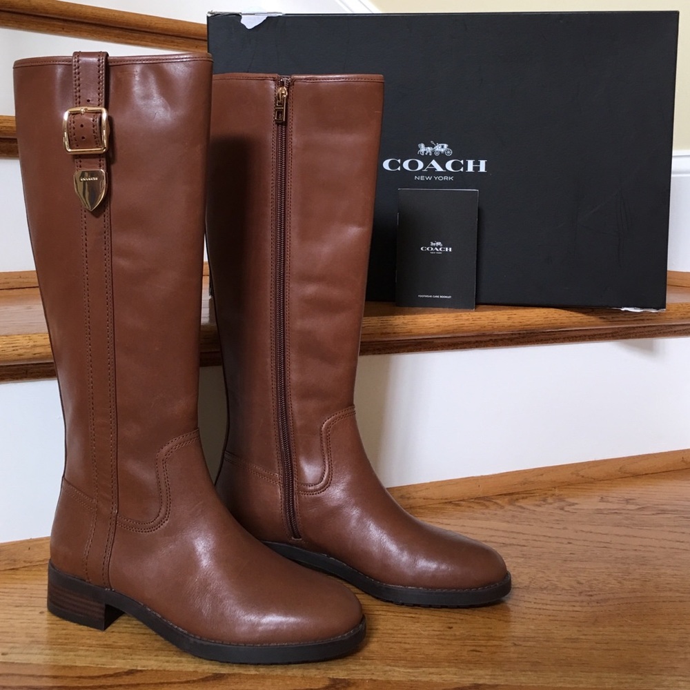 NIB👢COACH | Easton Semi Matte Calf Riding Boots