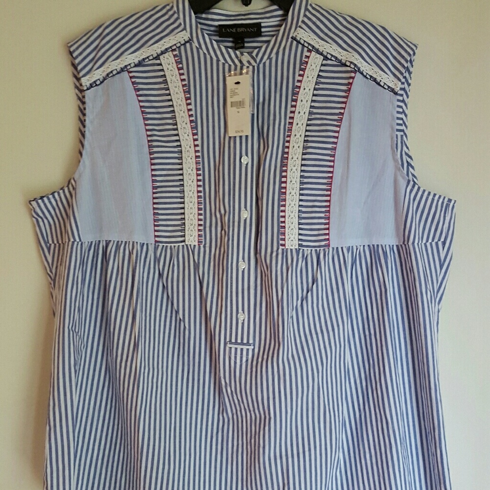Lane Bryant Women's Plus Size blue white stripes