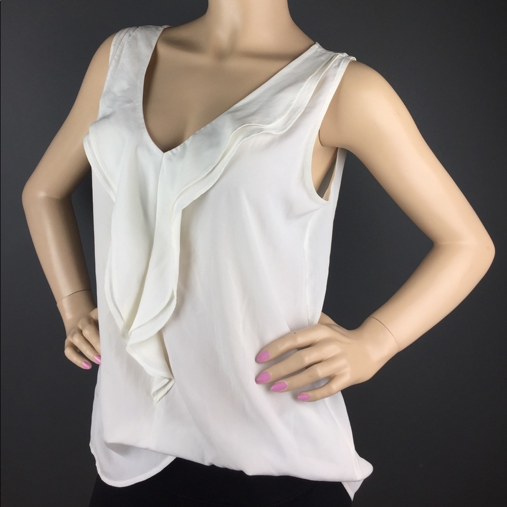 Ann Taylor Loft White Sleeveless top Blouse M 