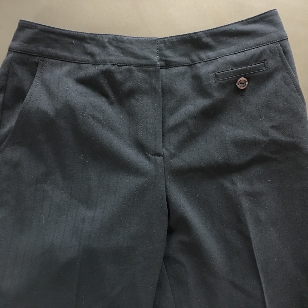 Black dress pants with subtle black pinstripe