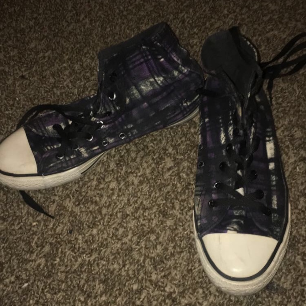 Purple and black sneakers