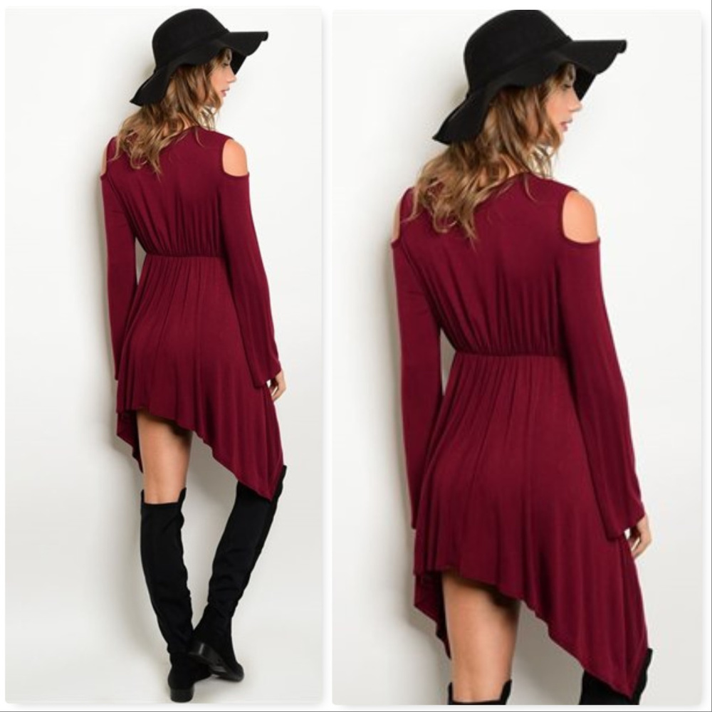 LAST 1 Sexy Cold Shoulder Jersey Dress - Picture 3 of 4