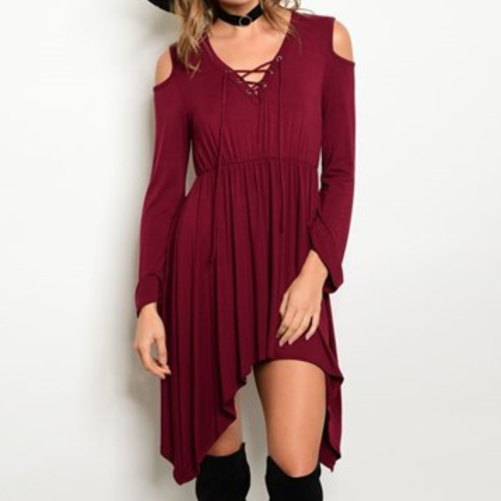 LAST 1 Sexy Cold Shoulder Jersey Dress - Picture 2 of 4