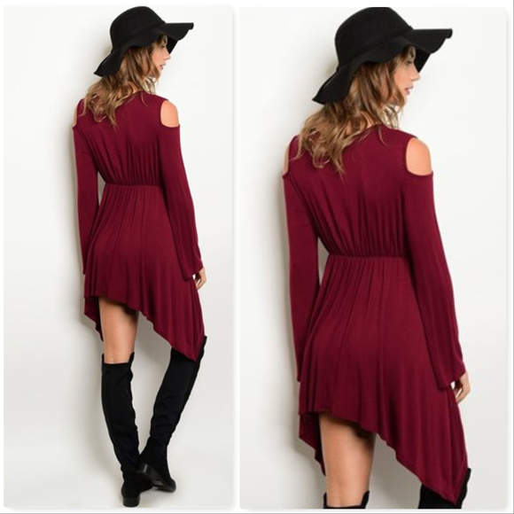 LAST 1 Sexy Cold Shoulder Jersey Dress - Picture 3 of 4