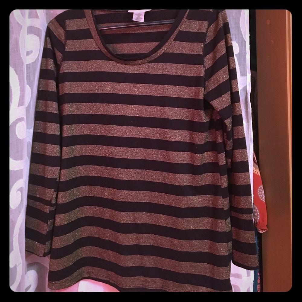 Sparkly black and gold cotton long sleeve
