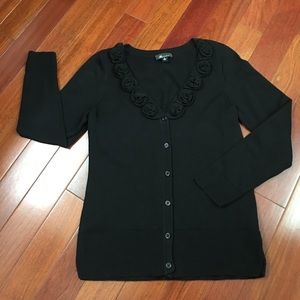 Rose accent cardigan sweater