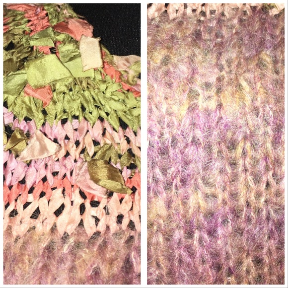 🍂🍁 🎉HP🎉Vintage Wool Fringe Embellished Sweater Sz M - Picture 4 of 6