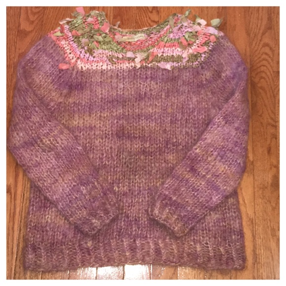 🍂🍁 🎉HP🎉Vintage Wool Fringe Embellished Sweater Sz M - Picture 5 of 6