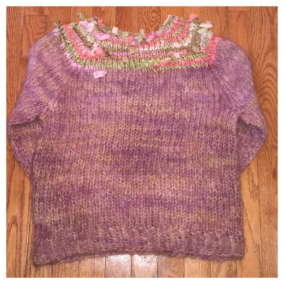 🍂🍁 🎉HP🎉Vintage Wool Fringe Embellished Sweater Sz M - Picture 6 of 6