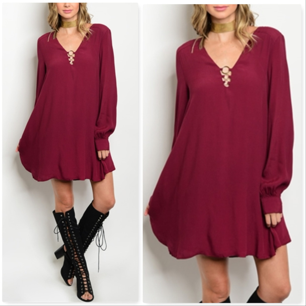 RED WINE TUNIC DRESS