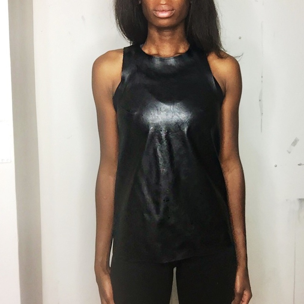 Leather Top with zipper detail in back