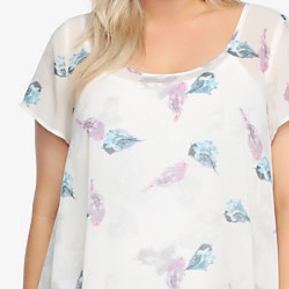 Torrid bird print chiffon top size 0