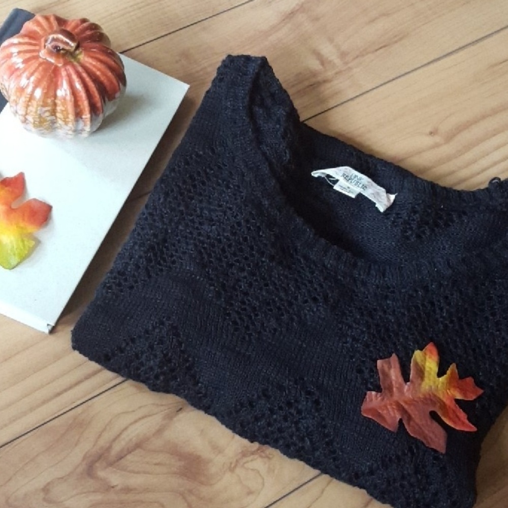 Black Crochet Sweater