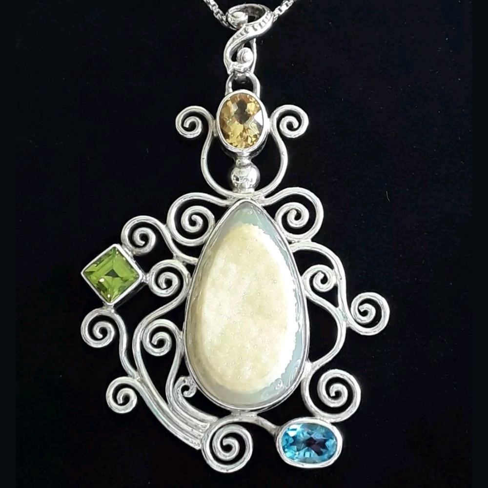 STERLING SILVER HANDMADE 'SILVER ROCKS' PENDANT