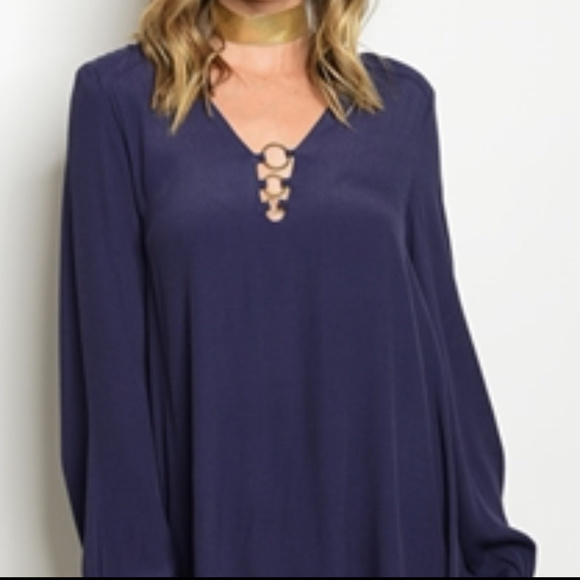 ❤SOLD OUT❤NAVY BLUE TUNIC DRESS - Picture 2 of 3