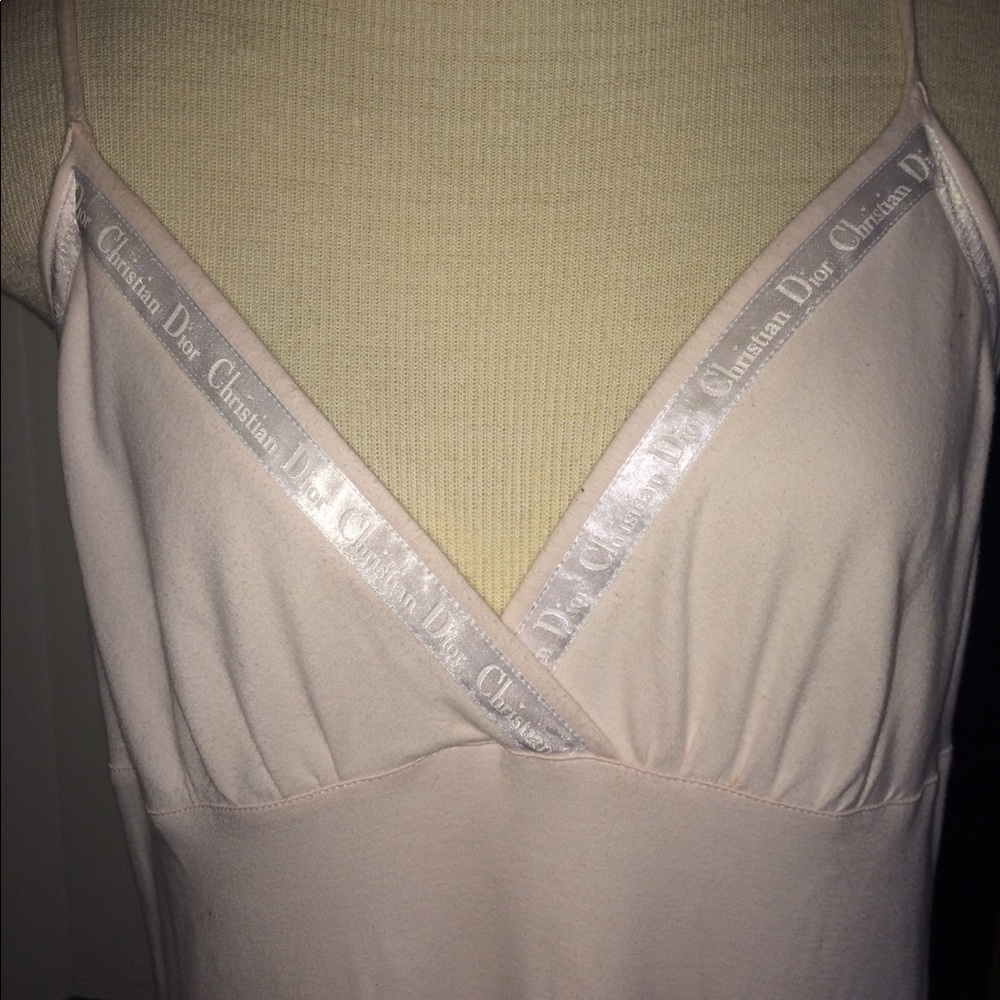 Christian Dior baby pink maxi dress logo neckline