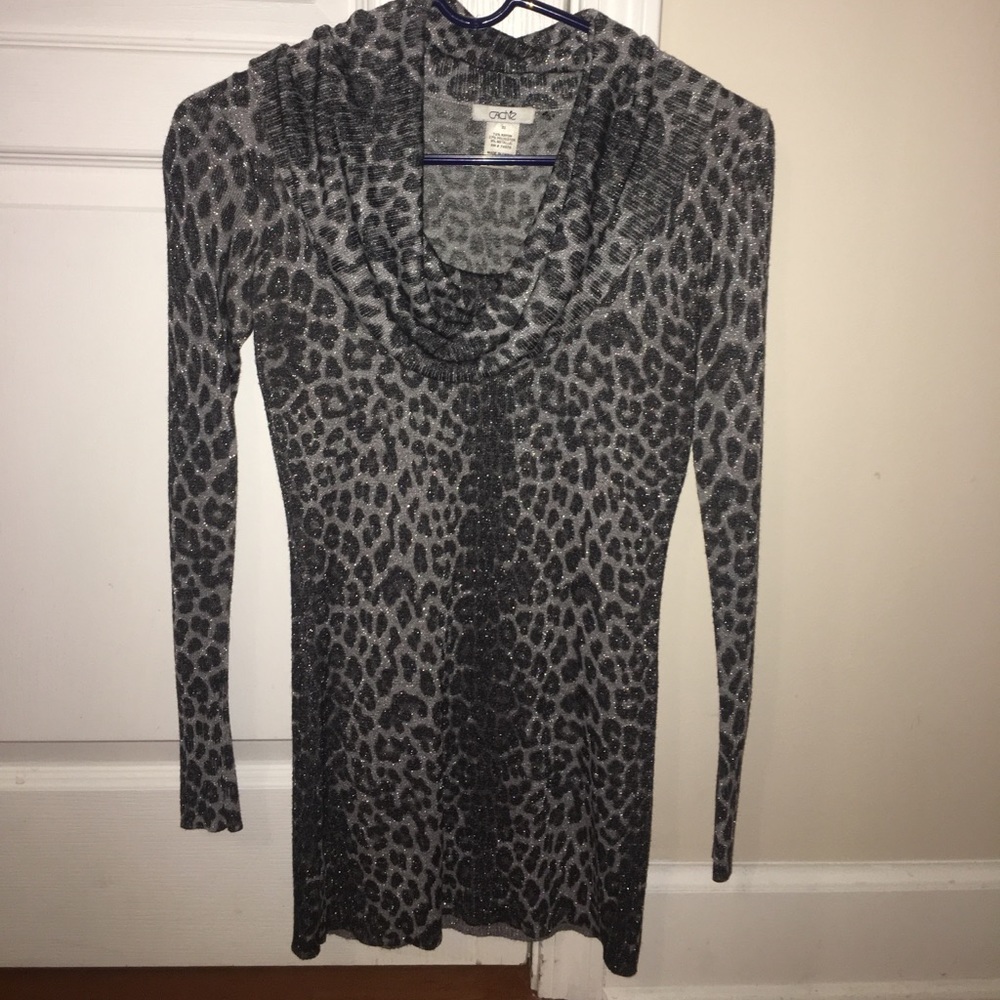 Cache Animal Print Cowl Neck Tunic Top