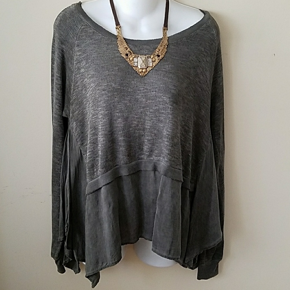 Heather grey sweater blouse