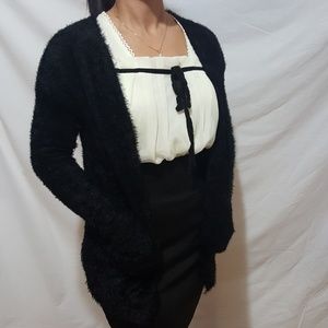 NWOT Cardigan fuzzy fluffy fur long knit sleeve