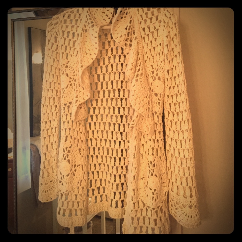 Guess Crocheted Belted Cardigan!