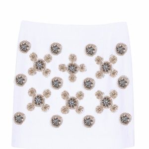 TIBI beaded silk mini skirt
