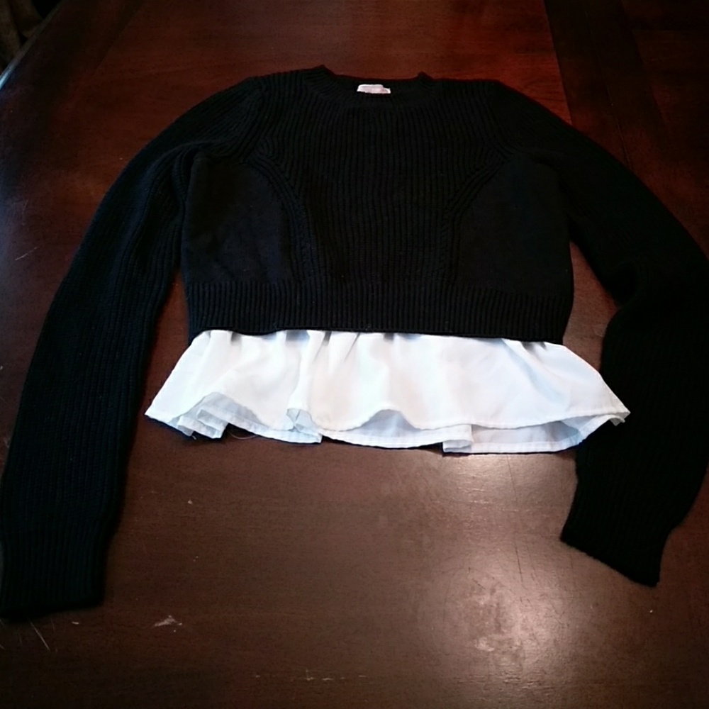 F21 sweater w/attached shirt hem